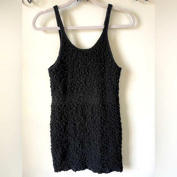 Free People Dresses & Skirts - Free People, women’s medium black smocked crinkle mini dress bodycon short LBD
